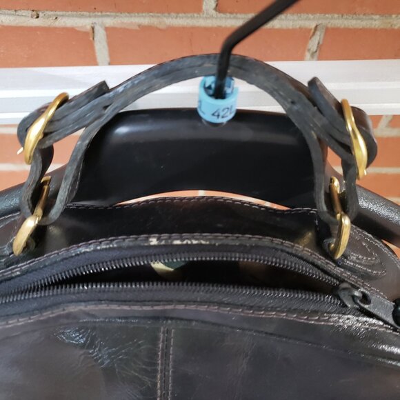 BNWT DE CASTA Colombiano made black leather satchel / shoulder in classic black - Picture 3 of 10